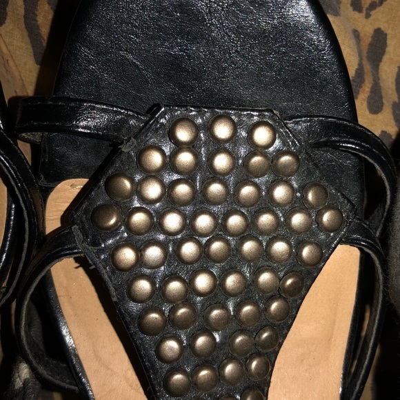 Colin Stuart size 11 black & white ankle wrap platform wedges with studs - Picture 2 of 9